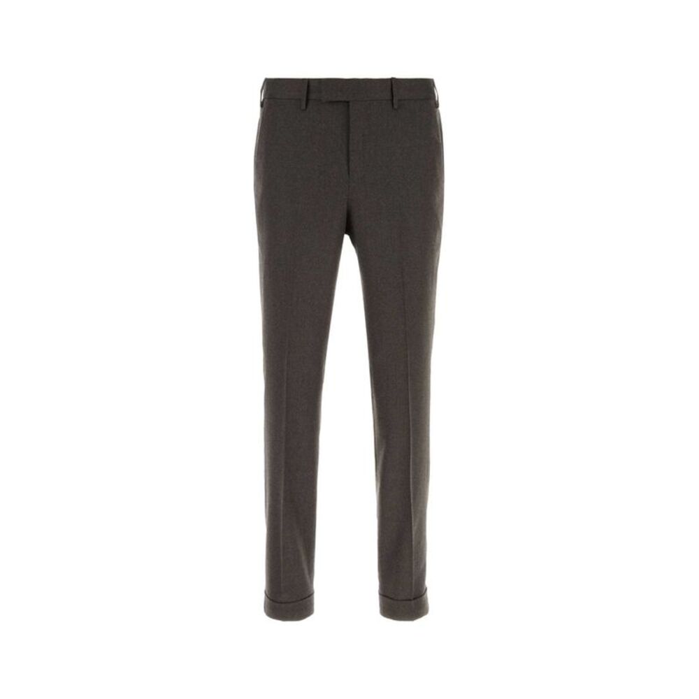 Pt Torino Men Brown Stretch Wool Pant